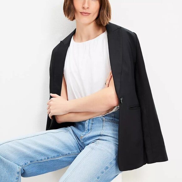 NWT Loft Ruched Bubble Hem Shell White Shirt, S - Picture 2 of 6